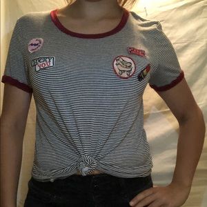 Stripped tee with patches